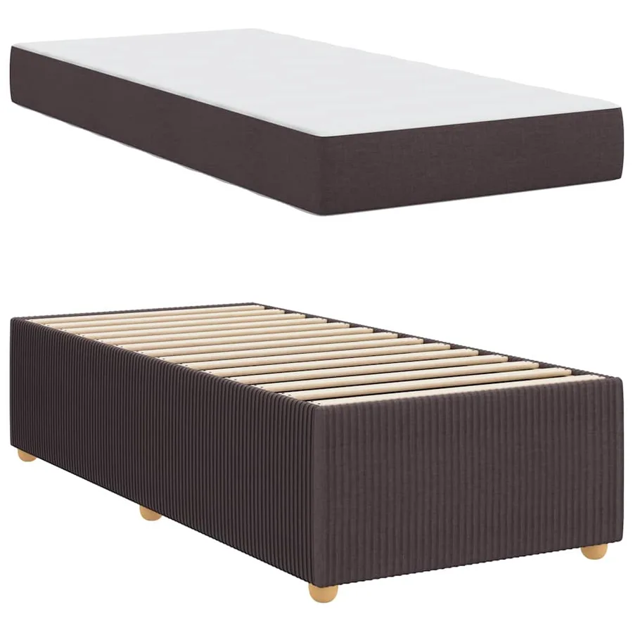 Cadre de lit avec matelas Marron foncé 80 x 200 cm tissu - 6
