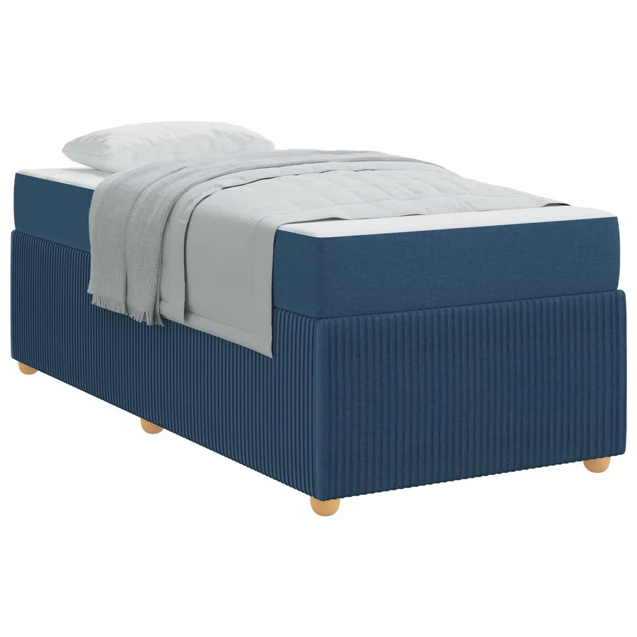 Cadre de lit avec matelas Bleu 80 x 200 cm tissu - 2