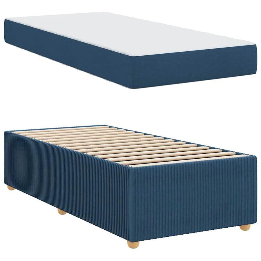 Cadre de lit avec matelas Bleu 80 x 200 cm tissu - 6