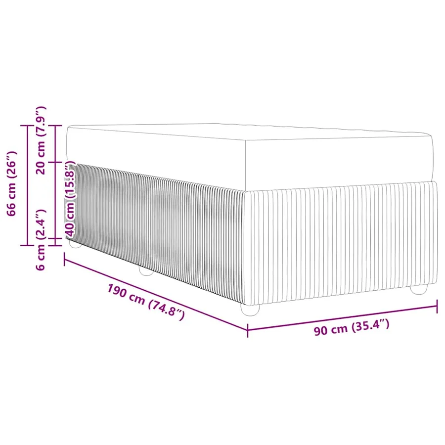 Cadre de lit avec matelas Noir 90 x 190 cm tissu - 13