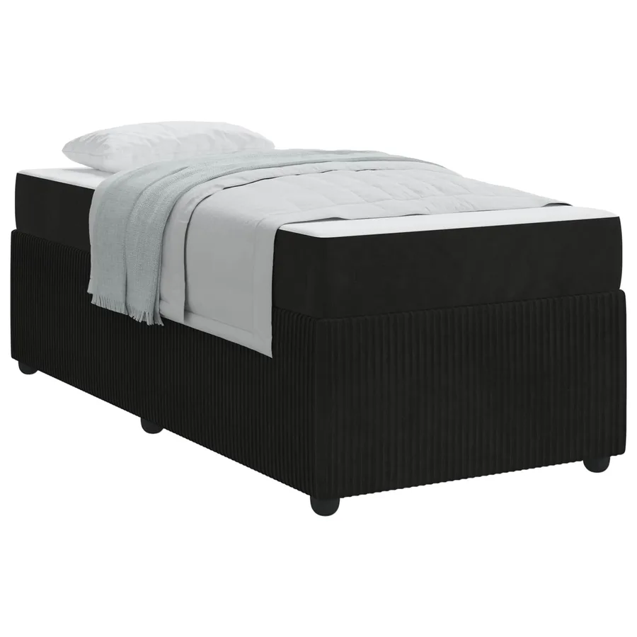 Cadre de lit avec matelas Noir 90 x 190 cm tissu - 2