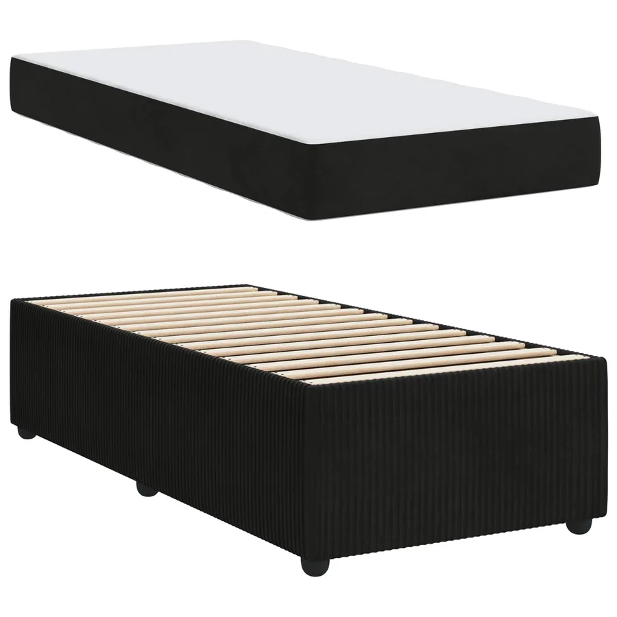 Cadre de lit avec matelas Noir 90 x 190 cm tissu - 5