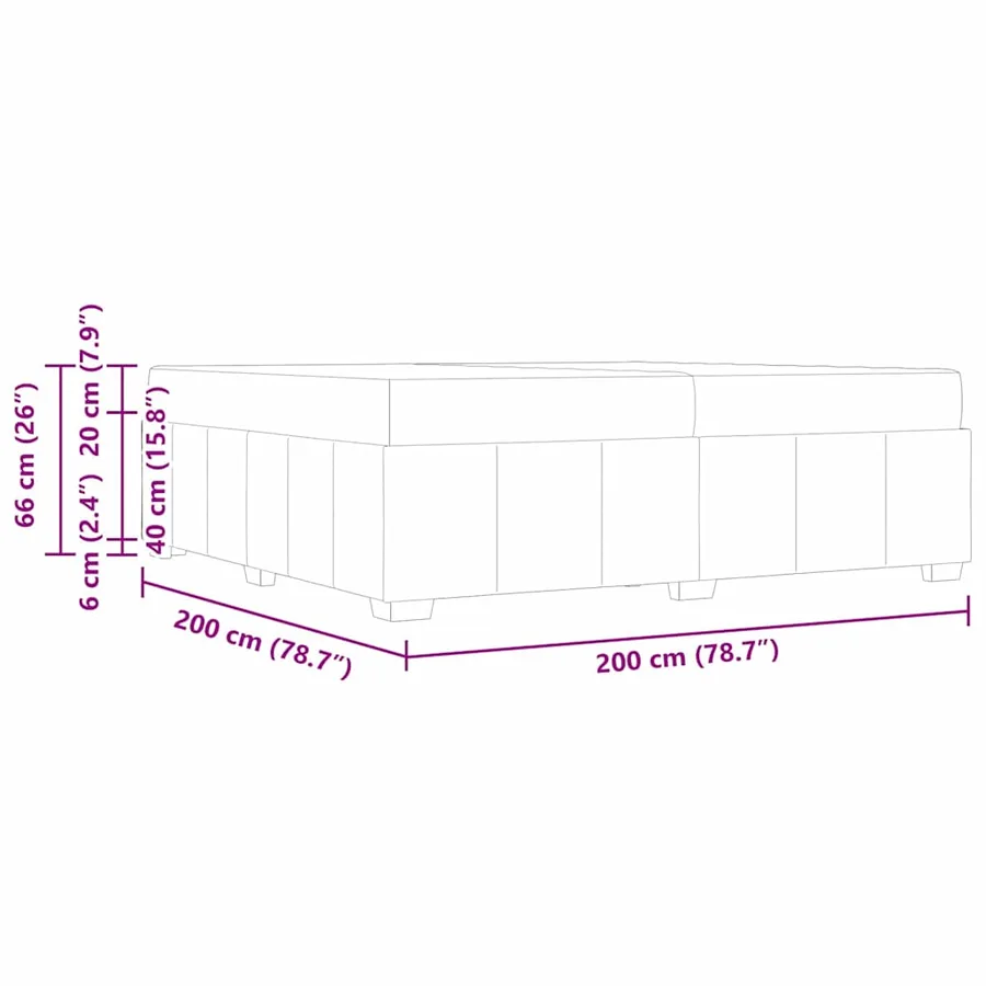 Cadre de lit avec matelas Gris foncé 200 x 200 cm tissu - 12