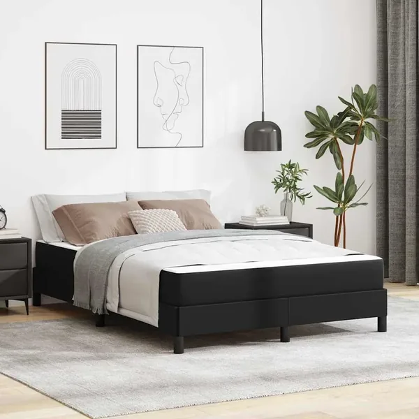Cadre de lit avec matelas Noir 160 x 200 cm tissu