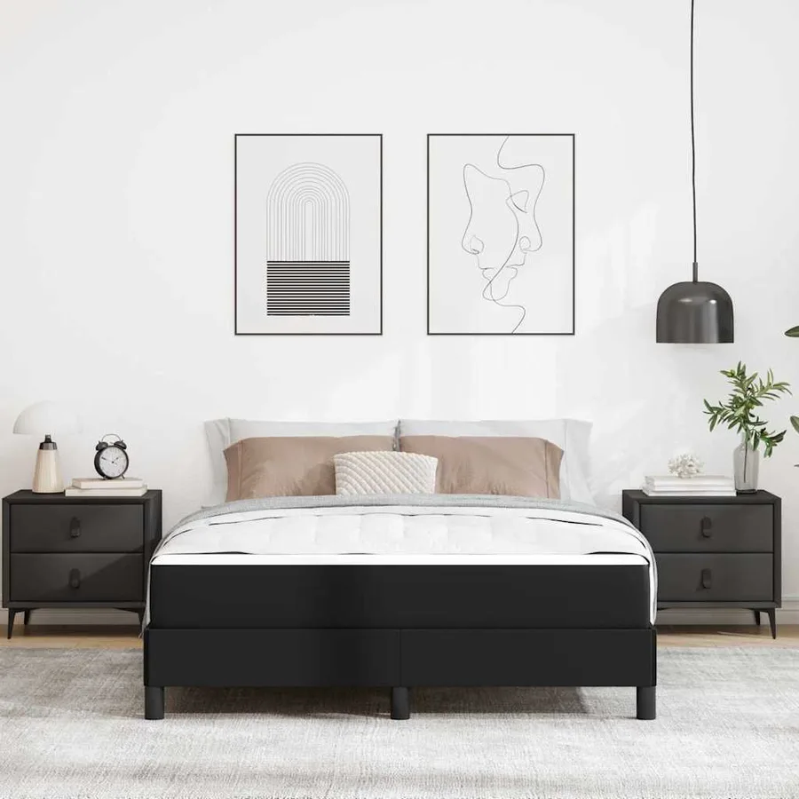 Cadre de lit avec matelas Noir 160 x 200 cm tissu - 3