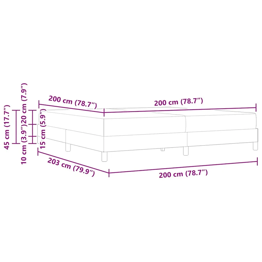 Lit à ressorts avec matelas Gris clair 200 x 200 cm tissu - 10