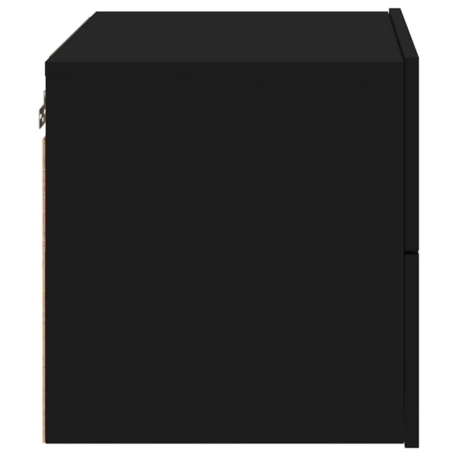 Tables de chevet murales avec lumières LED 2 pcs noir - 9