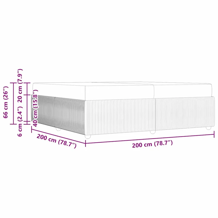 Cadre de lit avec matelas Gris foncé 200 x 200 cm tissu - 10