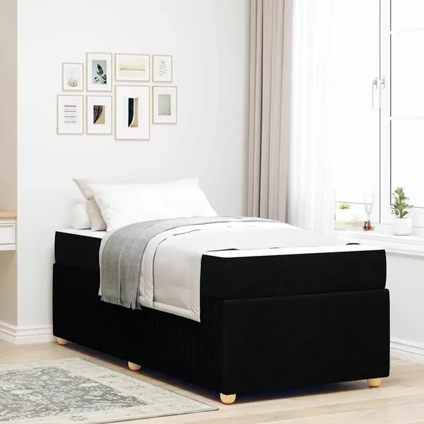 Cadre de lit avec matelas Noir 100 x 200 cm tissu