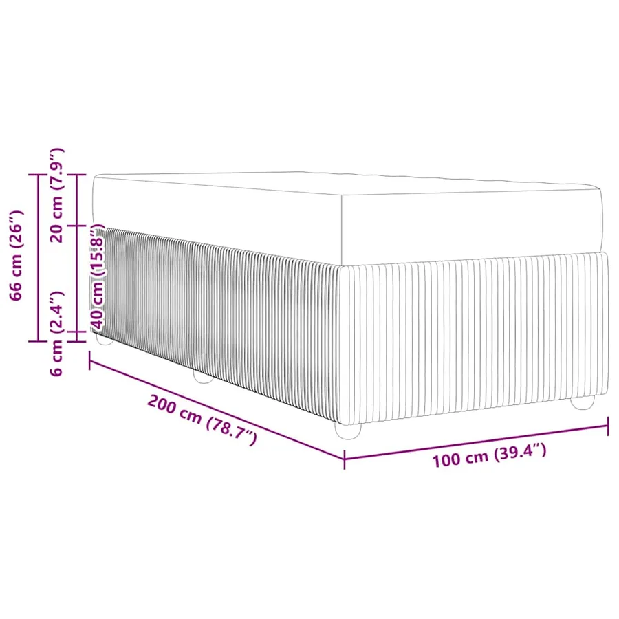 Cadre de lit avec matelas Noir 100 x 200 cm tissu - 11