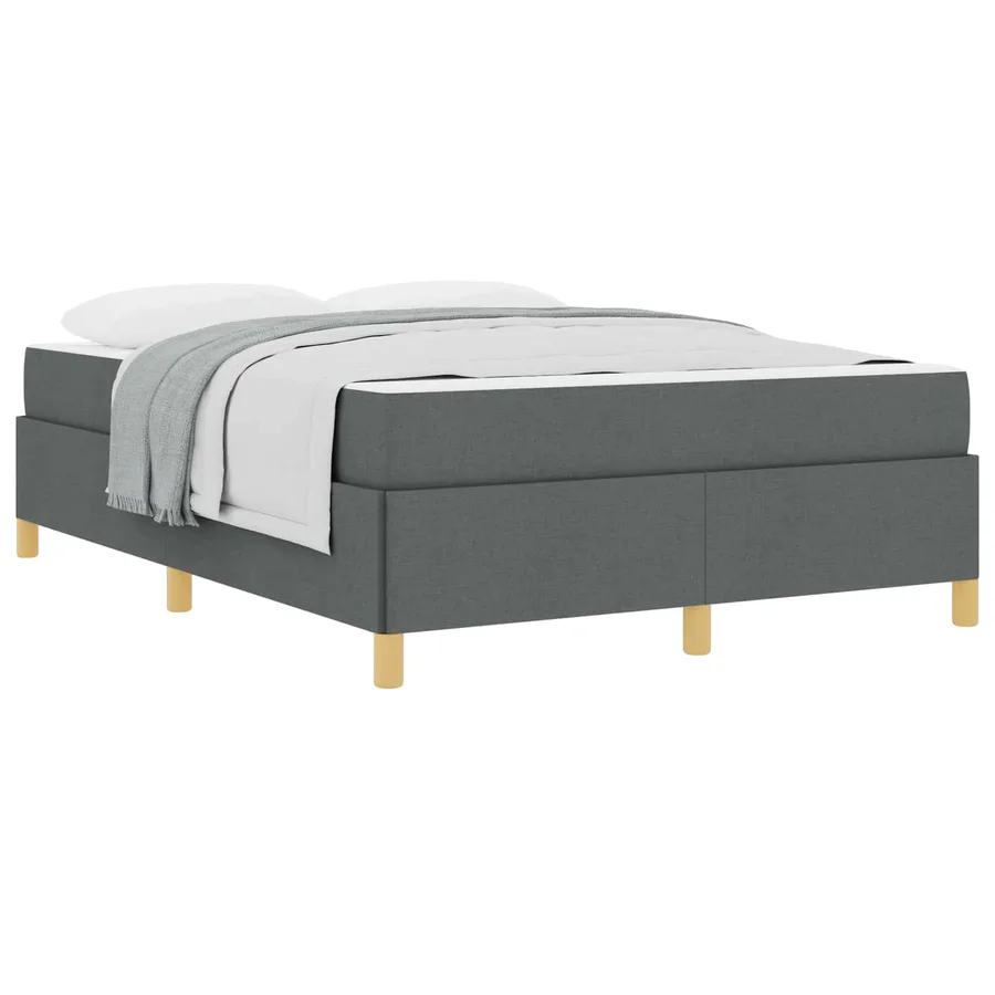 Cadre de lit avec matelas Gris foncé 140 x 190 cm tissu - 2