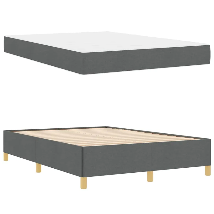 Cadre de lit avec matelas Gris foncé 140 x 190 cm tissu - 6
