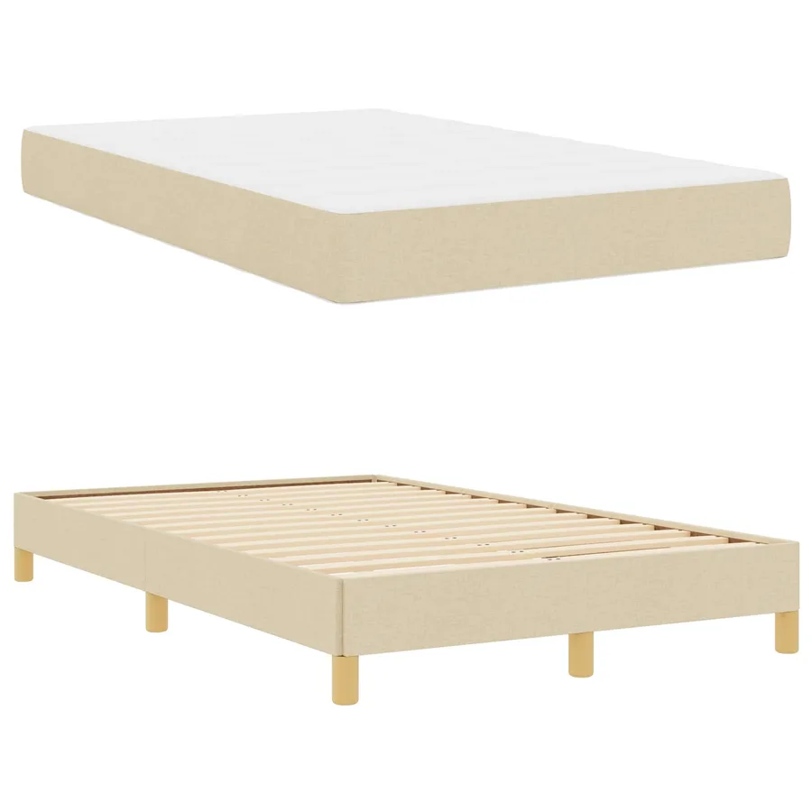 Lit à ressorts avec matelas Crème 120 x 200 cm tissu - 6
