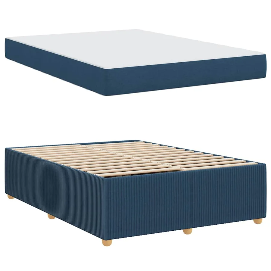 Cadre de lit avec matelas Bleu 160 x 200 cm tissu - 4