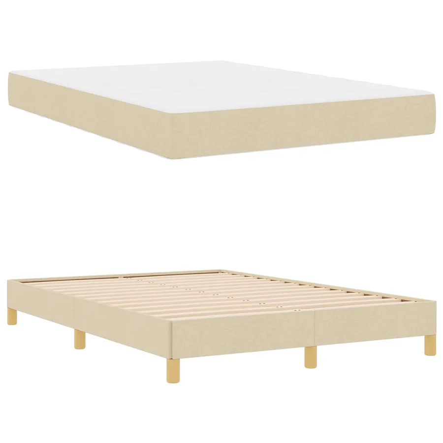 Lit à ressorts avec matelas Crème 160 x 200 cm tissu - 6
