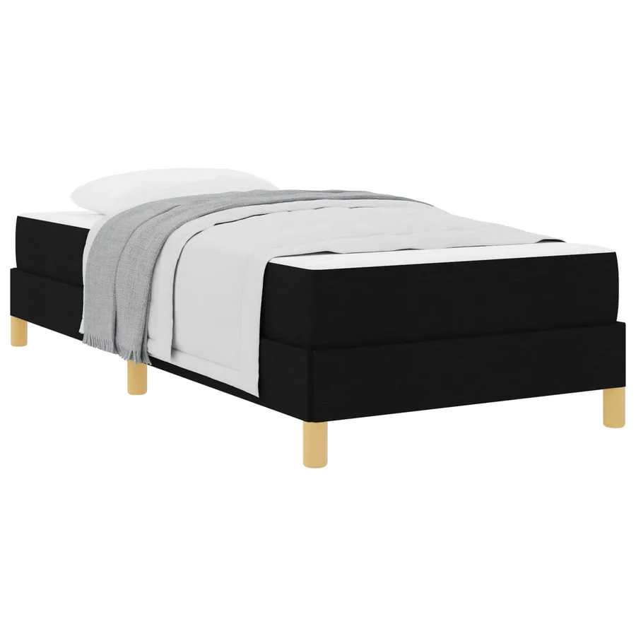 Lit à ressorts avec matelas Noir 90 x 200 cm tissu - 2