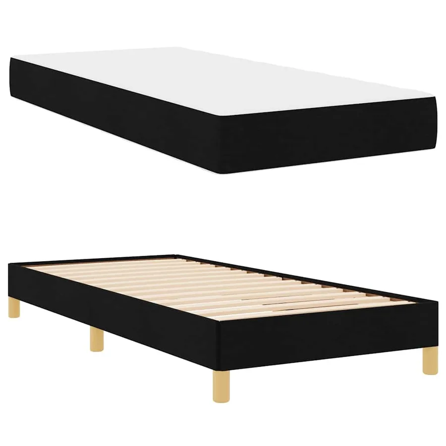 Lit à ressorts avec matelas Noir 90 x 200 cm tissu - 6