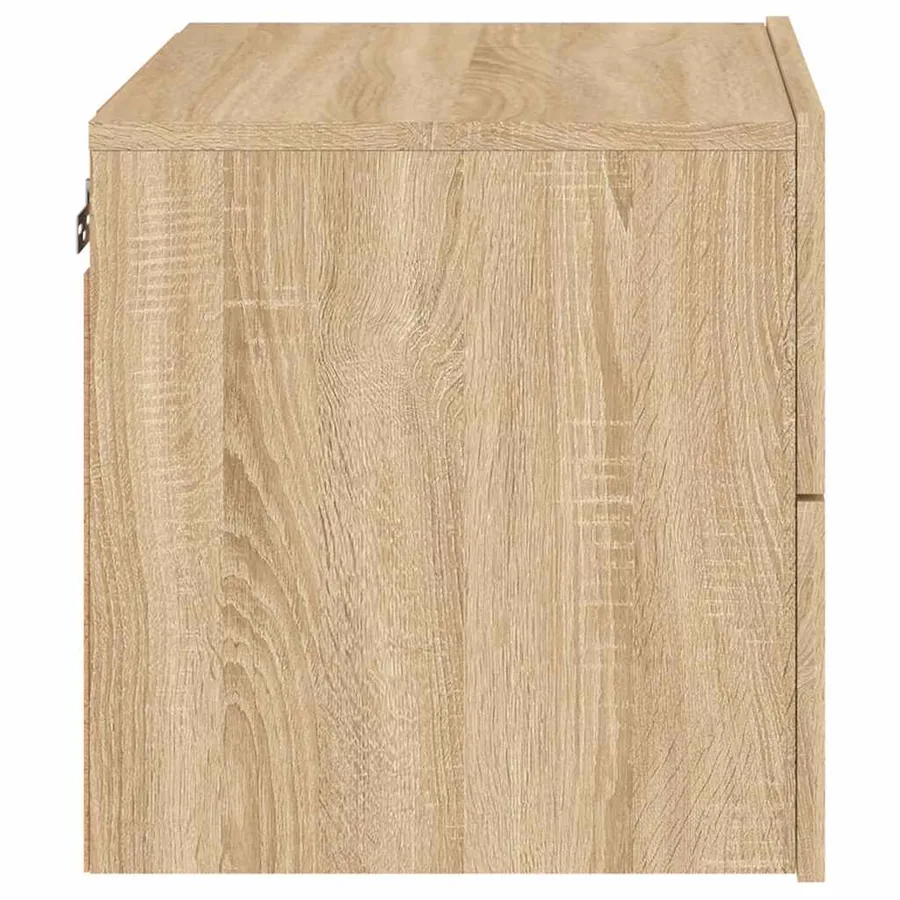 Tables de chevet murales avec lumières LED 2 pcs chêne sonoma - 9