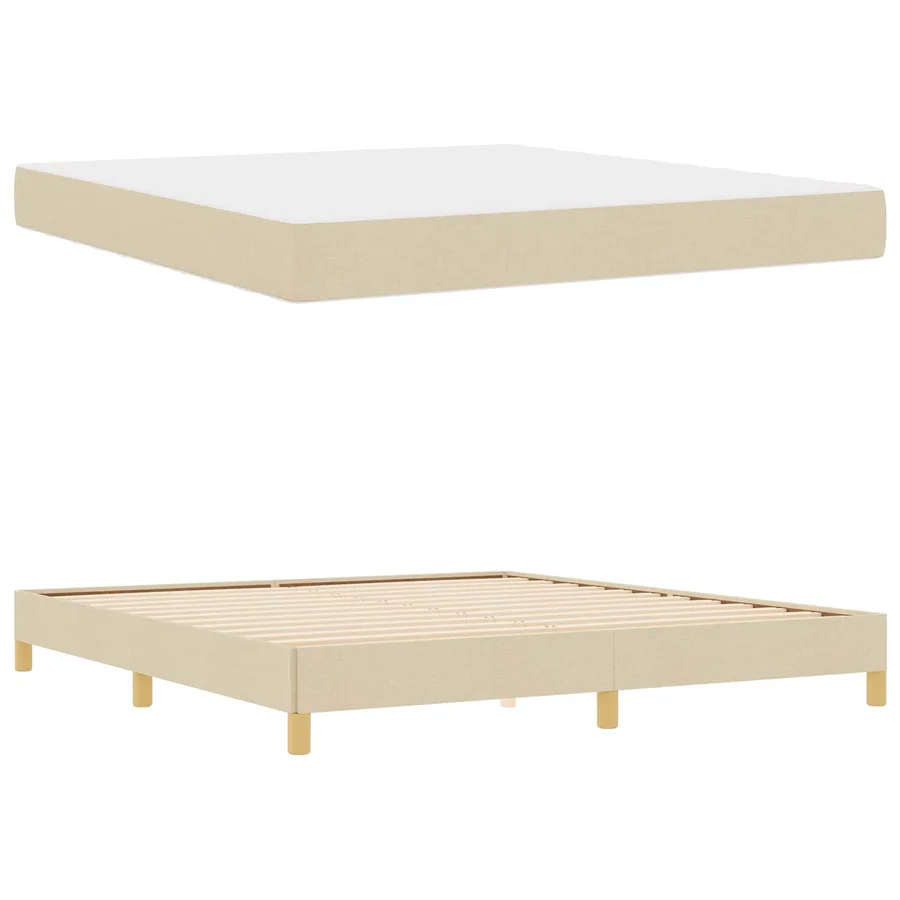 Lit à ressorts avec matelas Crème 180 x 200 cm tissu - 5