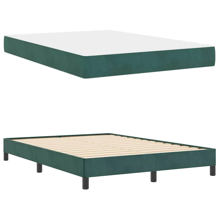 Lit à ressorts avec matelas Vert foncé 140 x 190 cm tissu - 6