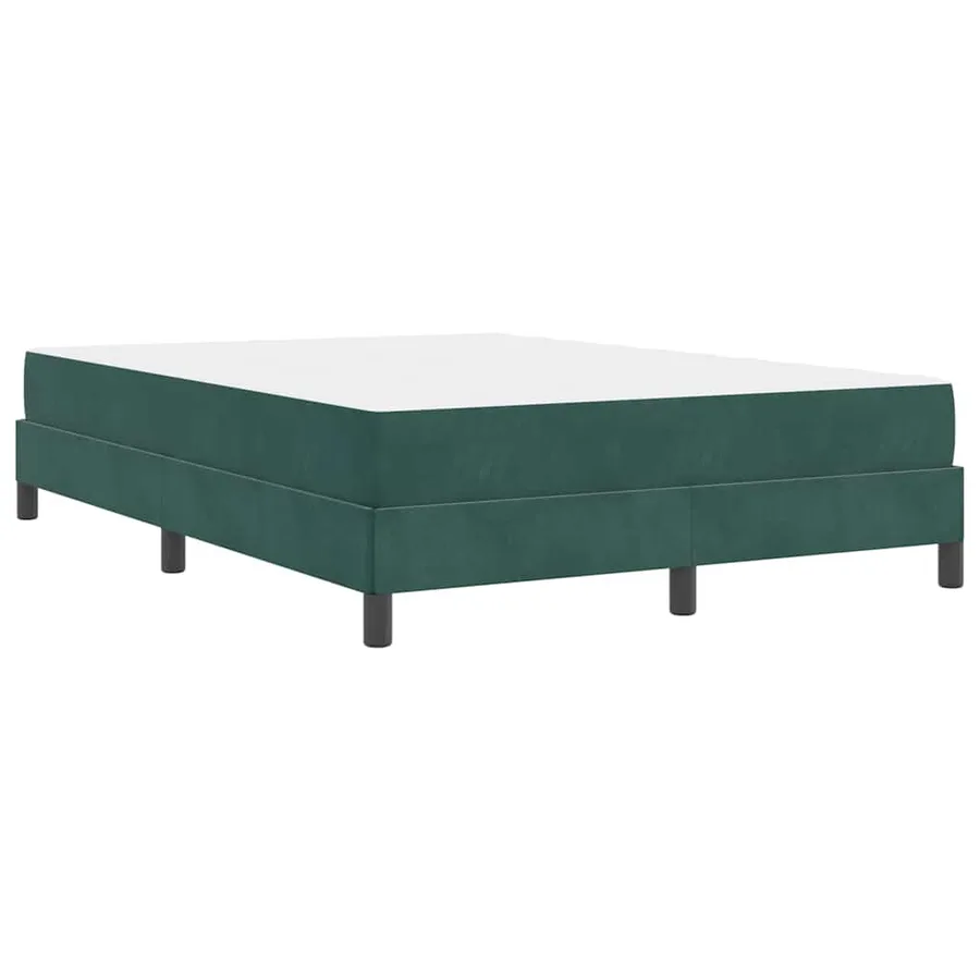 Lit à ressorts avec matelas Vert foncé 140 x 190 cm tissu - 9