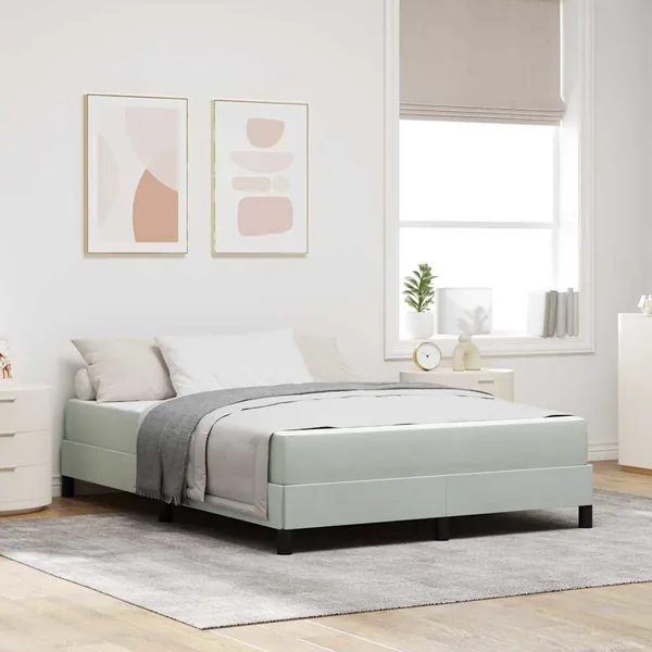 Lit à ressorts avec matelas Gris clair 160 x 200 cm tissu