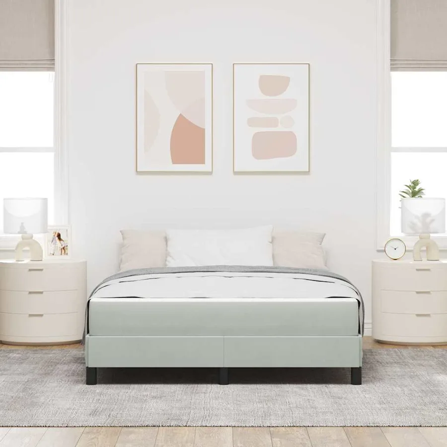 Lit à ressorts avec matelas Gris clair 160 x 200 cm tissu - 3