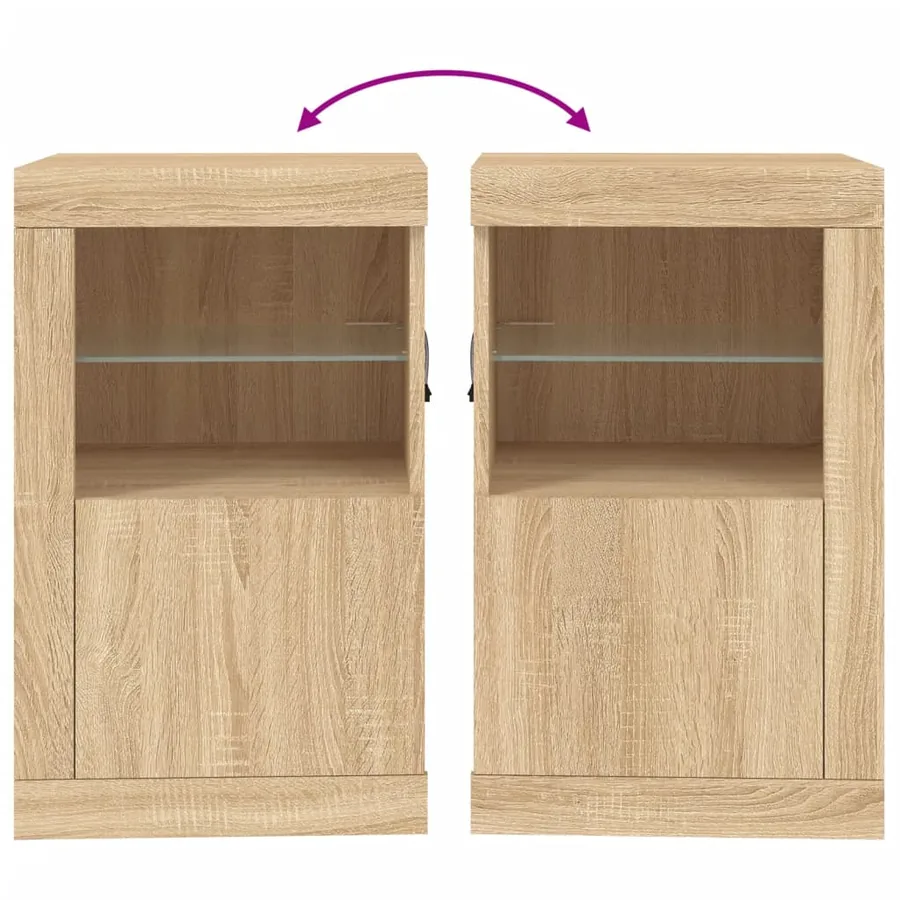 Armoires latérales et lumières LED 2 pcs chêne sonoma - 11