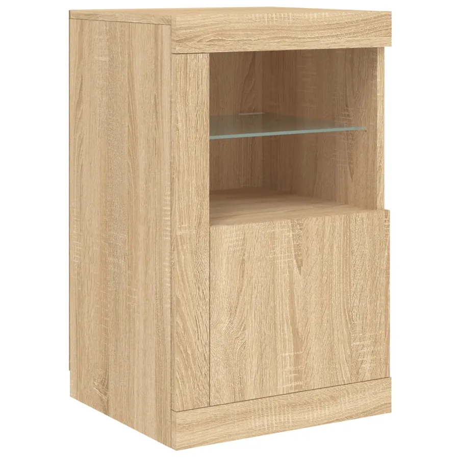 Armoires latérales et lumières LED 2 pcs chêne sonoma - 6