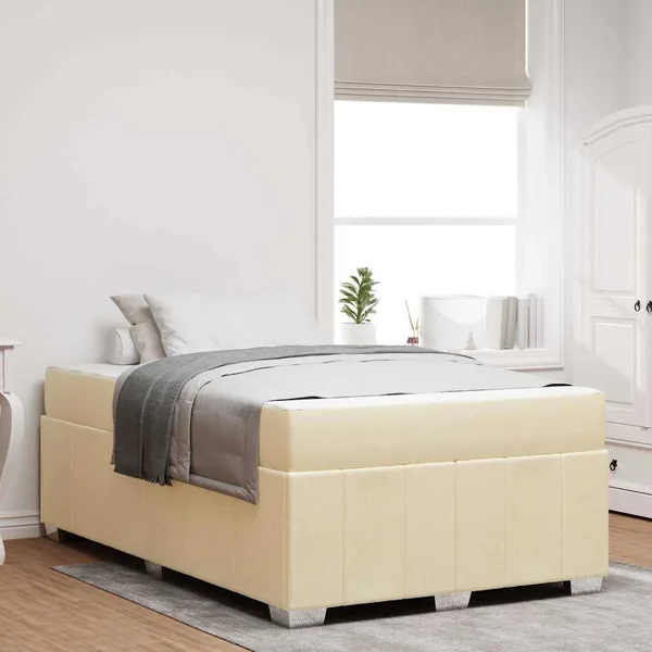 Cadre de lit avec matelas Crème 120 x 200 cm tissu