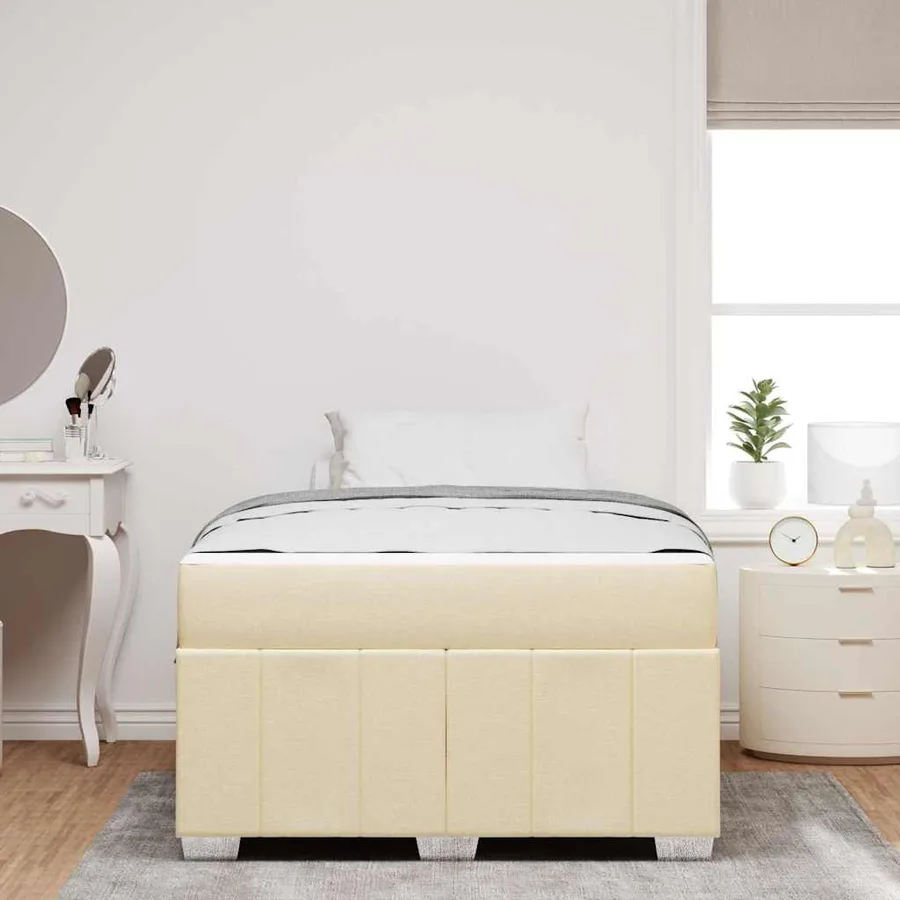 Cadre de lit avec matelas Crème 120 x 200 cm tissu - 3