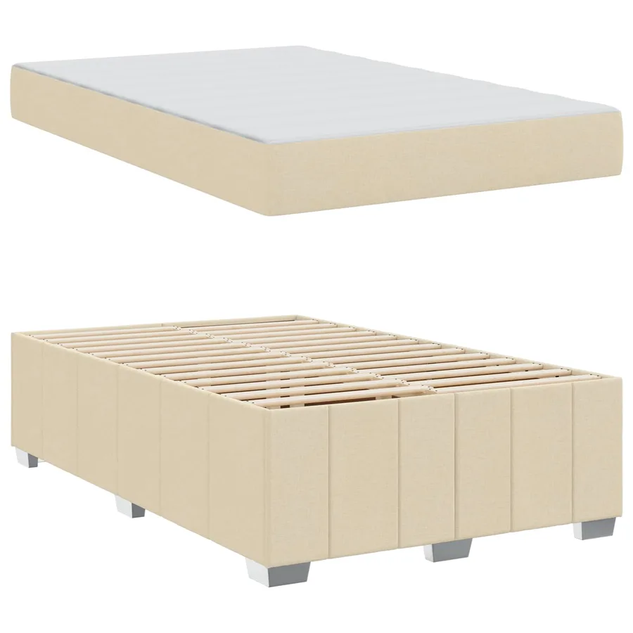 Cadre de lit avec matelas Crème 120 x 200 cm tissu - 5