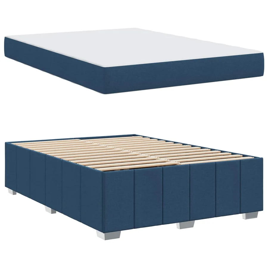 Cadre de lit avec matelas Bleu 140 x 200 cm tissu - 5