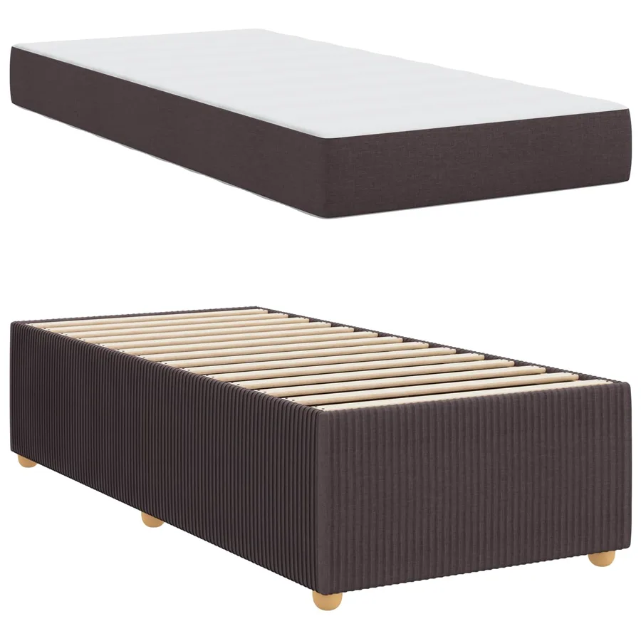 Cadre de lit avec matelas Marron foncé 90 x 200 cm tissu - 5
