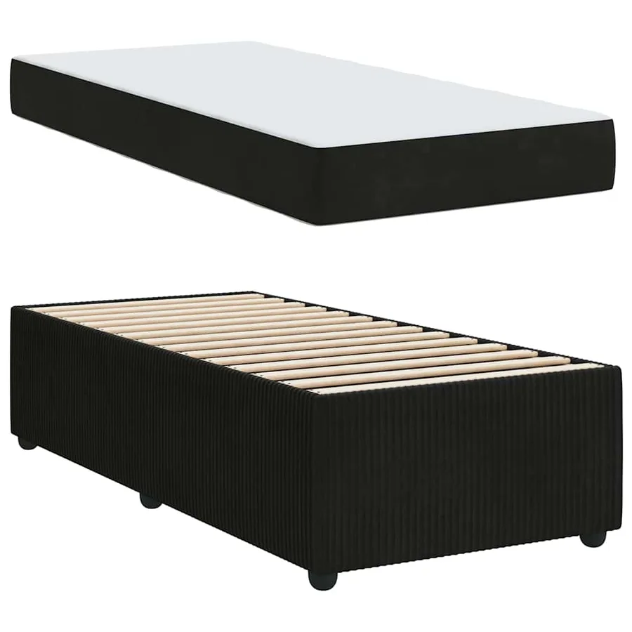 Cadre de lit avec matelas Noir 100 x 200 cm tissu - 4