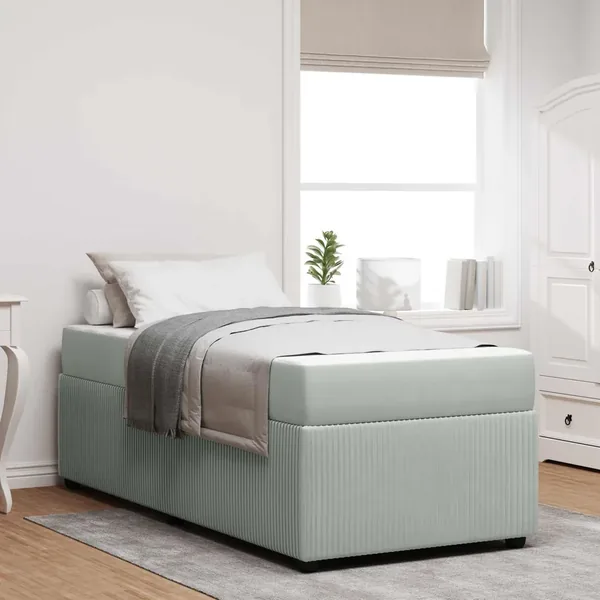Cadre de lit avec matelas Gris clair 100 x 200 cm tissu