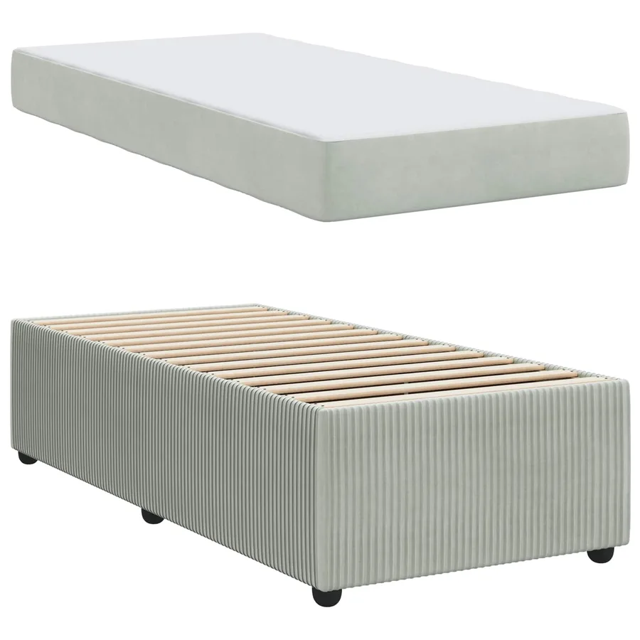 Cadre de lit avec matelas Gris clair 100 x 200 cm tissu - 5