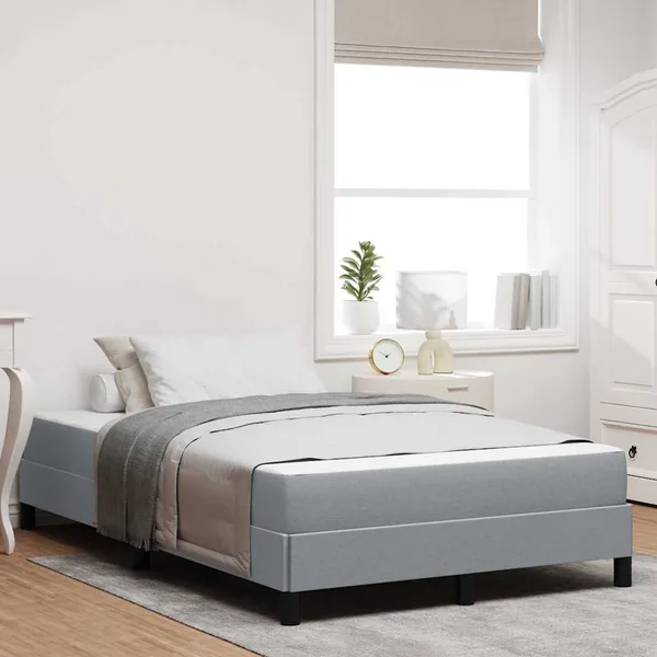 Lit à ressorts avec matelas Gris clair 120 x 200 cm tissu