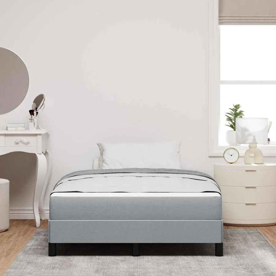 Lit à ressorts avec matelas Gris clair 120 x 200 cm tissu - 3
