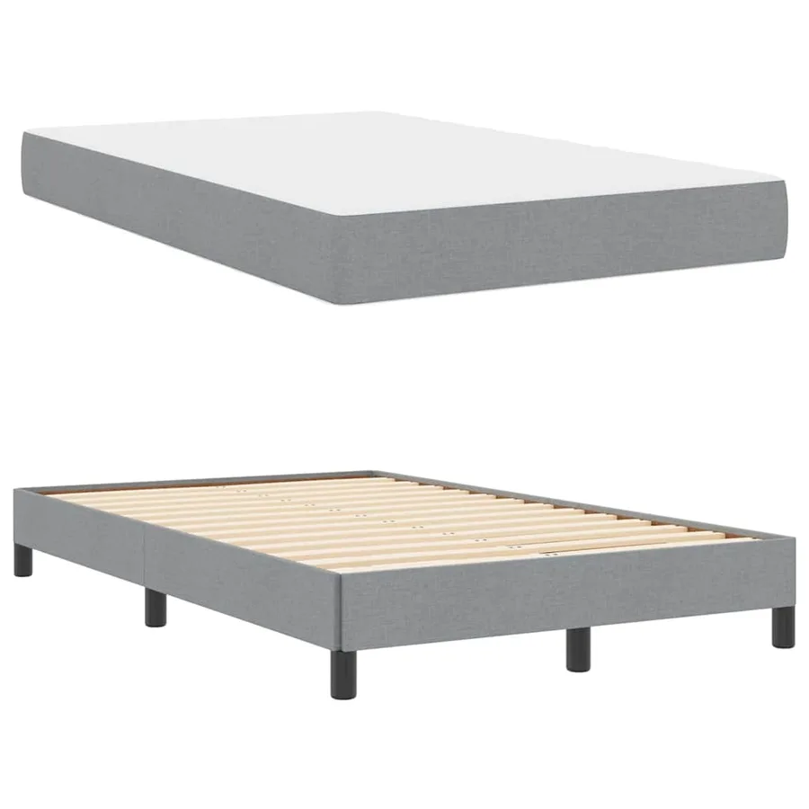 Lit à ressorts avec matelas Gris clair 120 x 200 cm tissu - 6