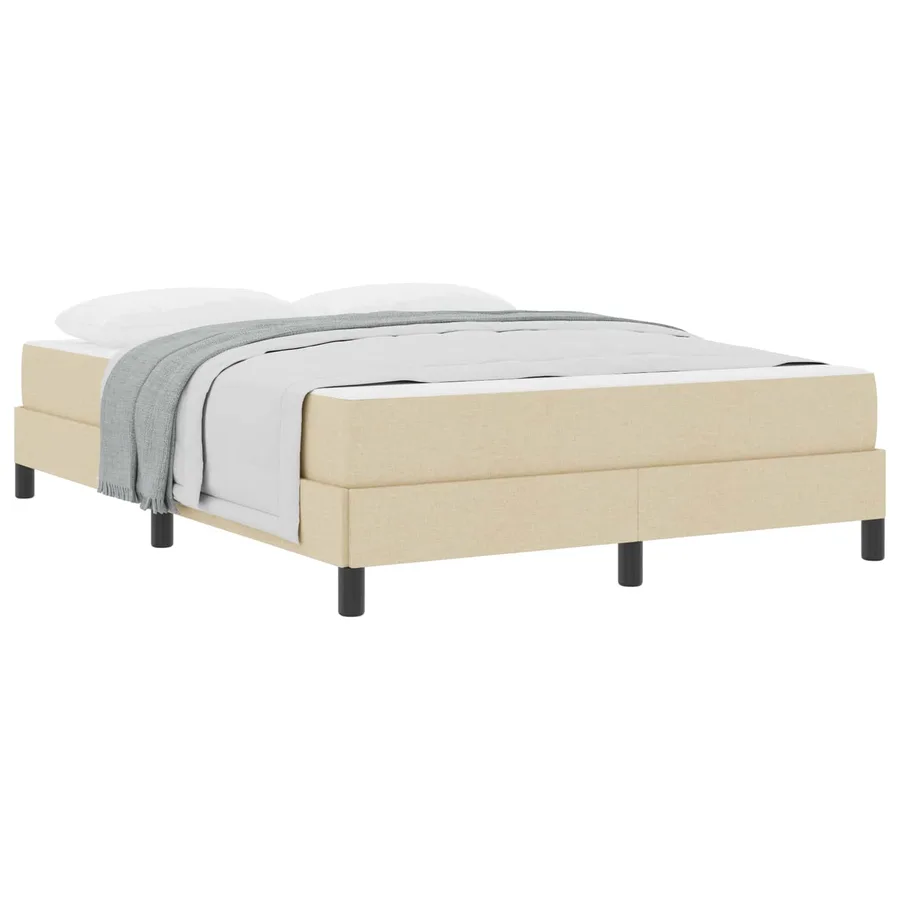 Lit à ressorts avec matelas Crème 140 x 190 cm tissu - 2