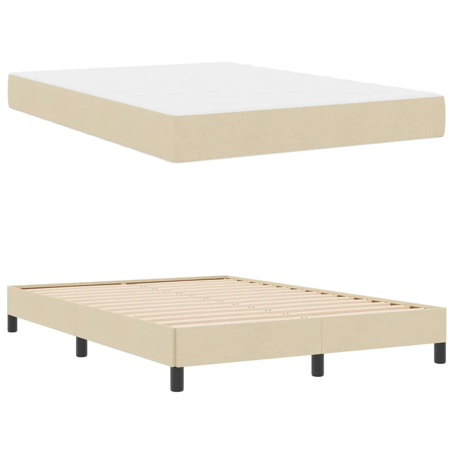Lit à ressorts avec matelas Crème 140 x 190 cm tissu - 5