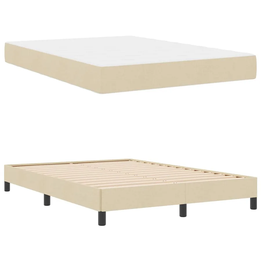 Lit à ressorts avec matelas Crème 140 x 190 cm tissu - 6