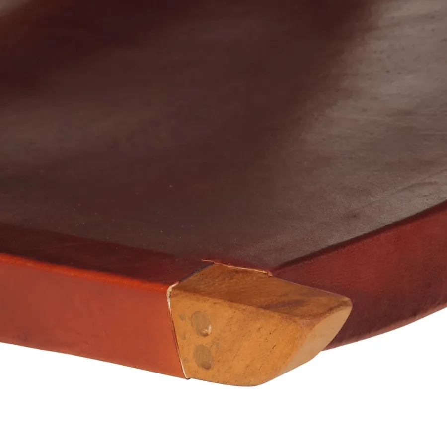 Chaise de relaxation pliable cuir véritable marron foncé - 6