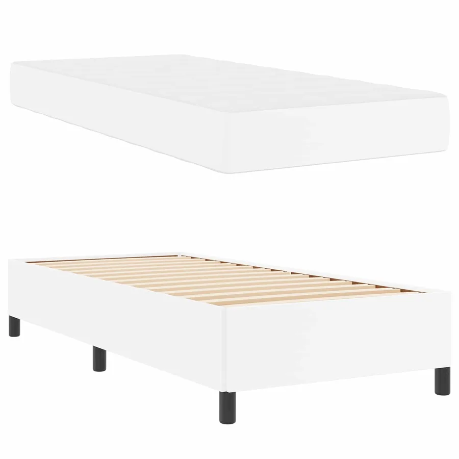 Cadre de lit avec matelas Blanc 90 x 200 cm tissu - 5