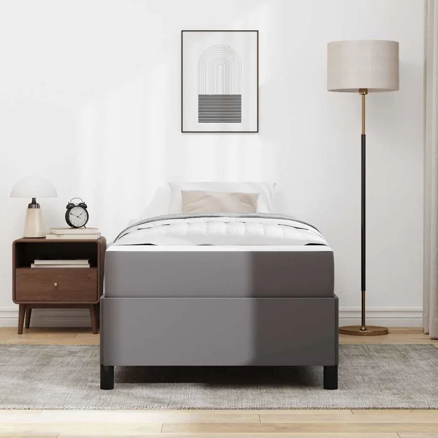 Cadre de lit avec matelas Gris 90 x 200 cm tissu - 3