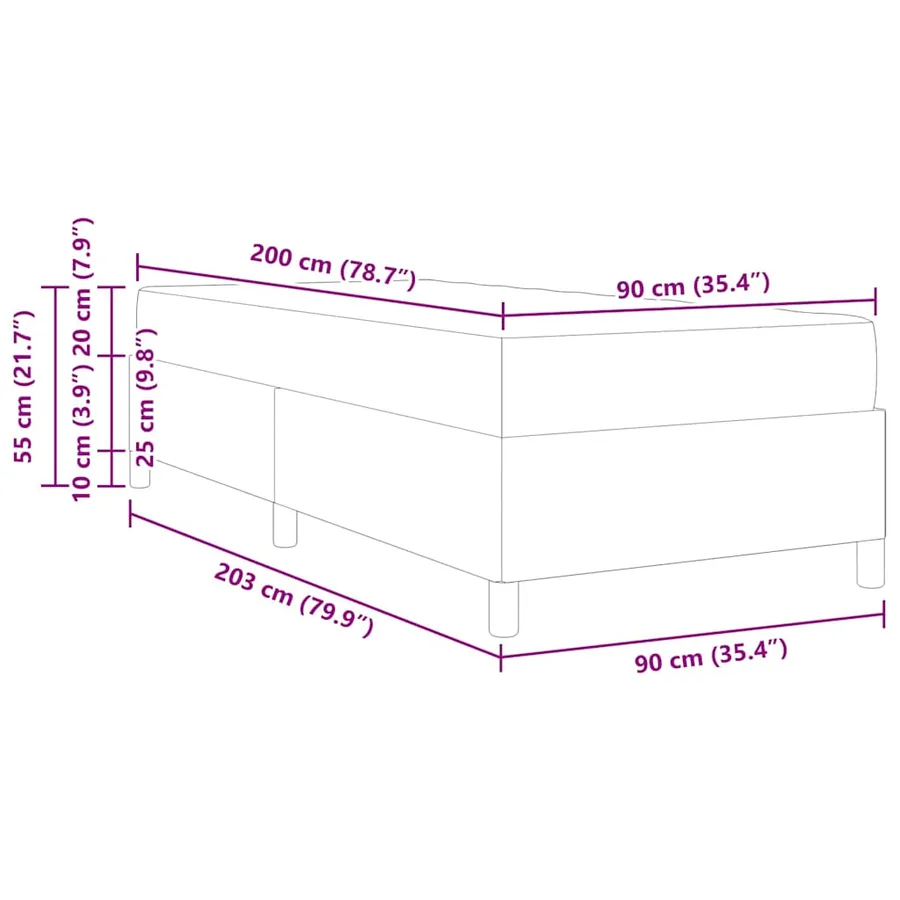 Cadre de lit avec matelas Gris clair 90 x 200 cm tissu - 13