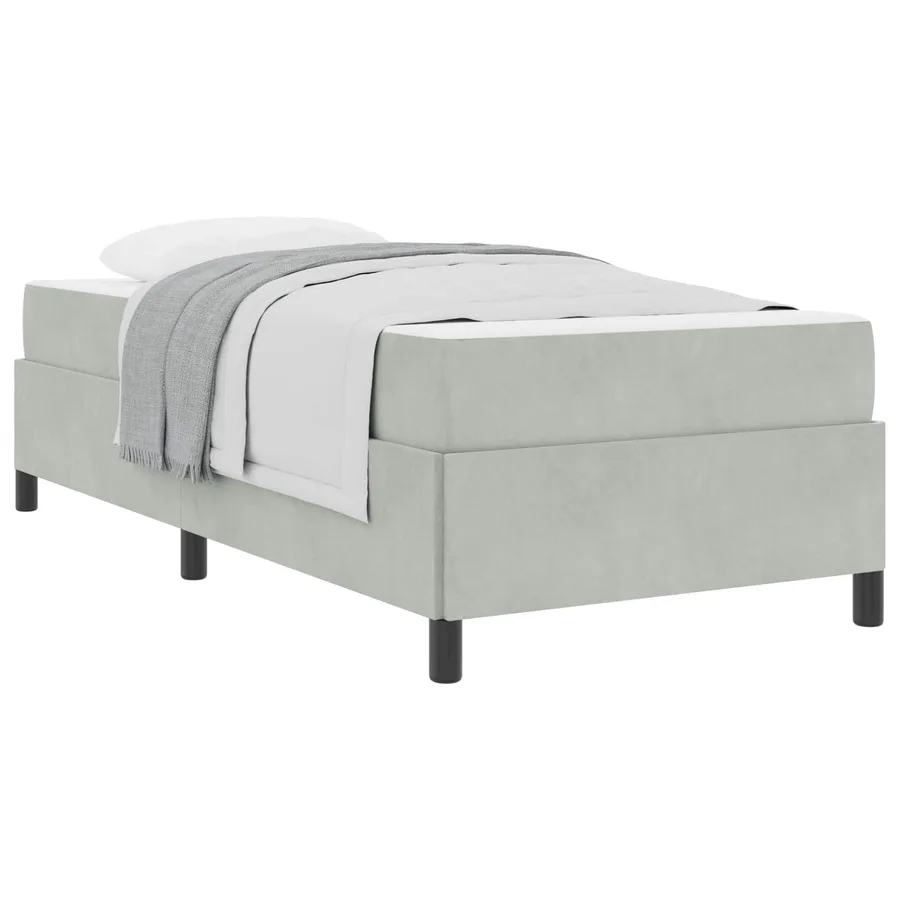 Cadre de lit avec matelas Gris clair 90 x 200 cm tissu - 2