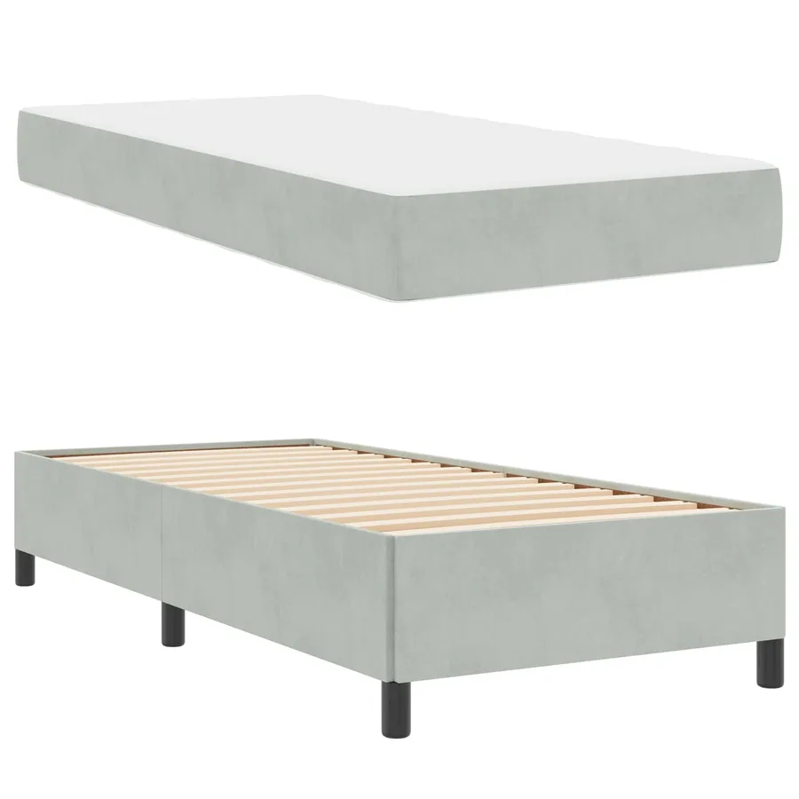 Cadre de lit avec matelas Gris clair 90 x 200 cm tissu - 5