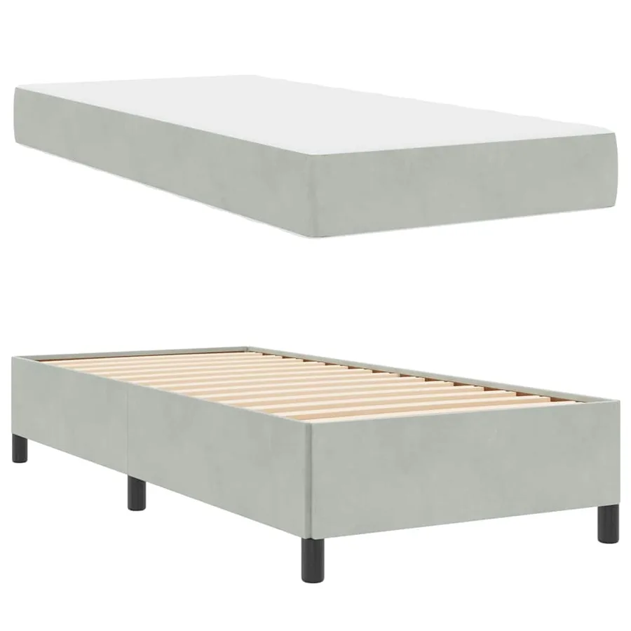 Cadre de lit avec matelas Gris clair 90 x 200 cm tissu - 6